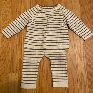 H&M Cream and Brown Striped Baby Top